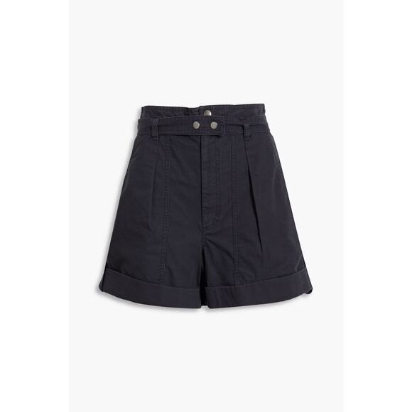 Isabel Marant Kalosco Belted Cotton Pleated High Waisted Shorts Midnight Small - Picture 3 of 13